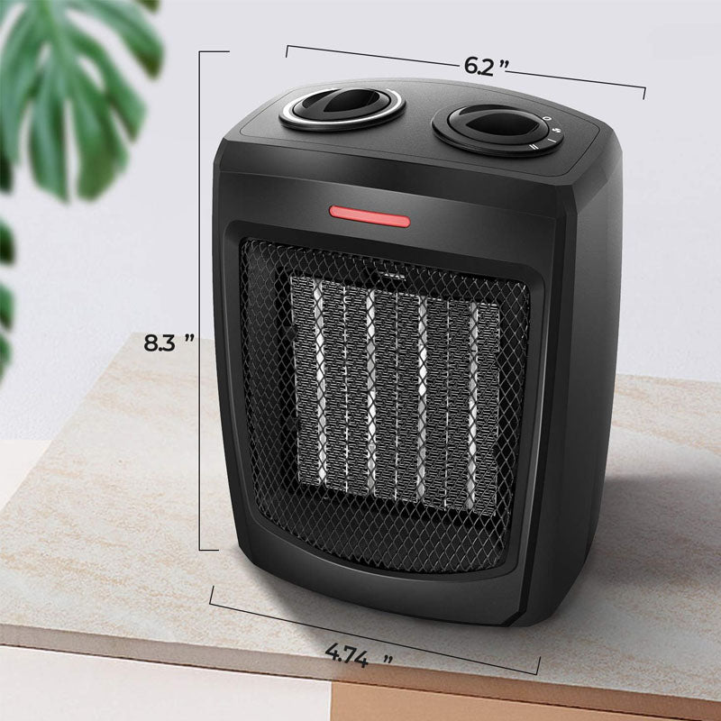 9 inch Space Heater Electric Heater with Thermostat 750W for Home and Office Ceramic Small Heater with Thermostat