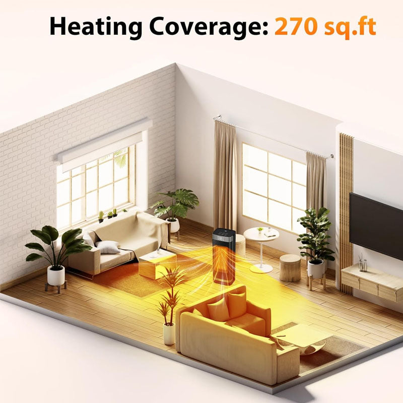 Electric Space Heaters with Thermostat Remote Control 16 inch 60°Oscillating, 4 Modes, 12h Timer