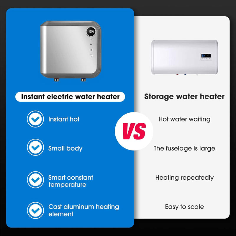 7KW 120V Tankless Water Heater Electric  Use a Self - Adjusting Rotatable Digital Display Silver