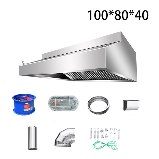 Exhaust Hood Commercial Range Hood Thickened Stainless Steel Exhaust Hood Large Suction Fan Canteen Restaurant Kitchen Dedicated