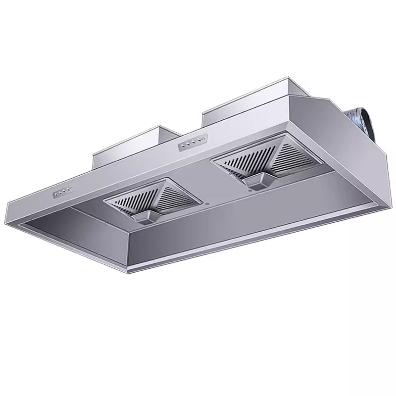 150-80 Double Fan 680 Watt Exhaust Hood All-In-One Commercial Kitchen Fried Chicken Shop Smoke Collection Stainless Steel Exhaust Hood