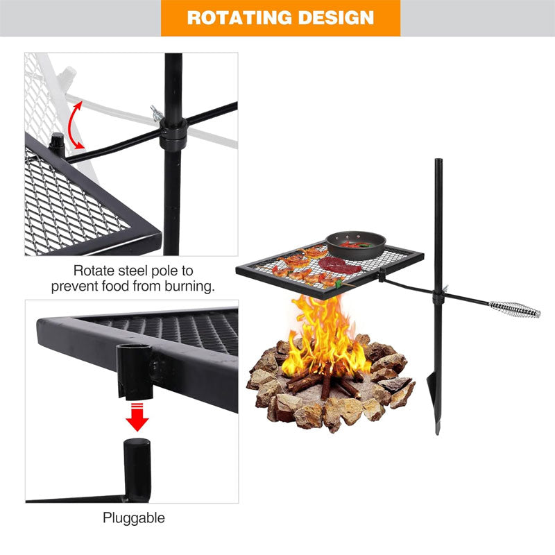 Rotating Campfire Grill, Camping Grill, Suitable For Outdoor Open Flame Cooking