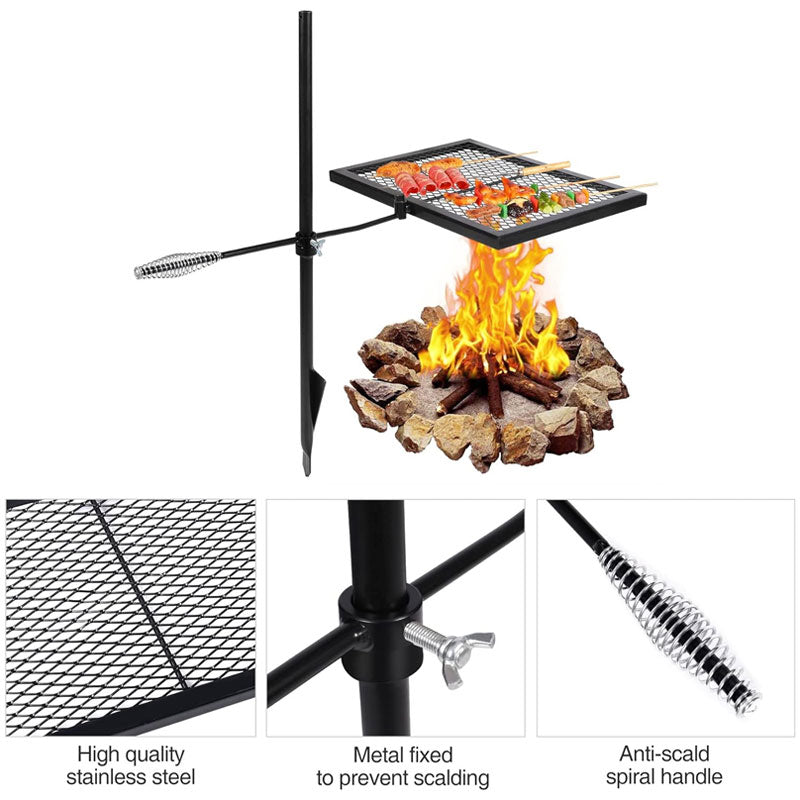 Rotating Campfire Grill, Camping Grill, Suitable For Outdoor Open Flame Cooking