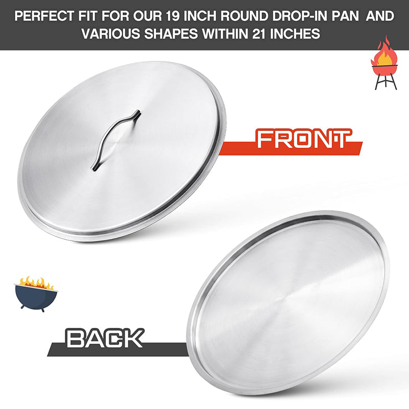 Stainless Steel Fire Pit Burner Cover for 19'' Diameter Burner Pan Fire Pit Lid Round 22 Inch Fire Pit Ring Lid