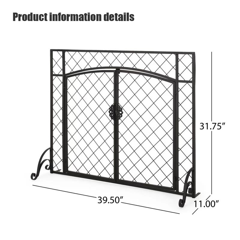 Mesh Iron Fireplace Screen Metal Fire Fence One-Piece Fireplace Surround