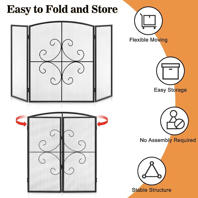 Home Fireplace Screen Partition Fireplace, Fence Protection Fireplace Fence Net, Decorative Screen