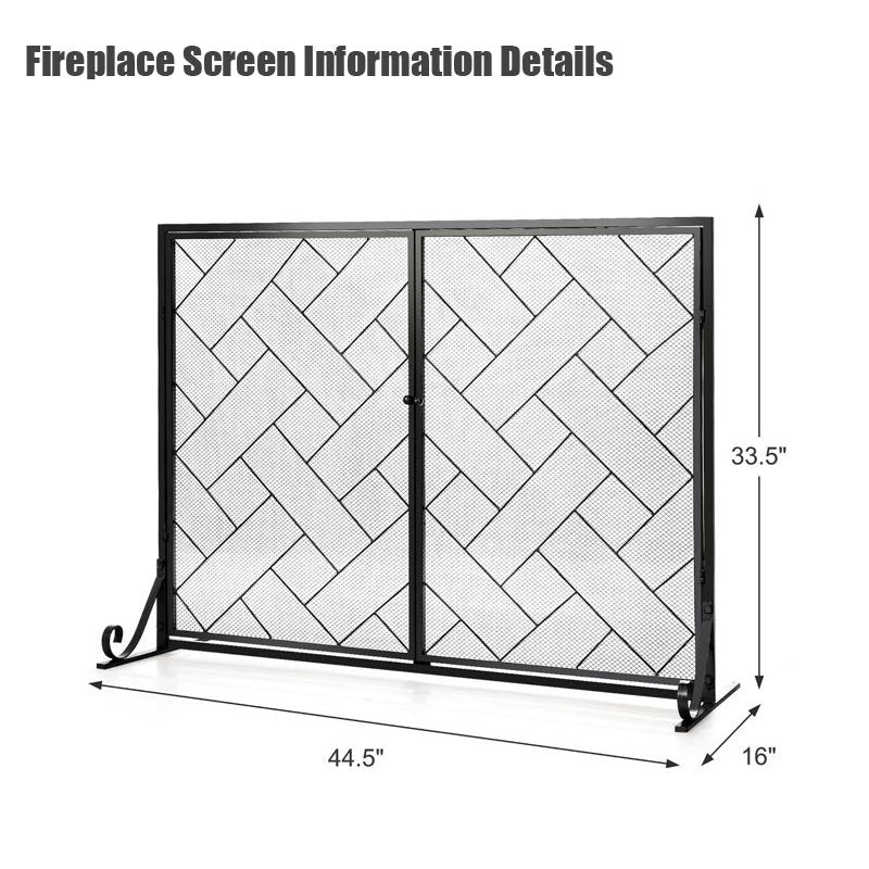 Simple Black Single-Sided Fireplace Screen, Indoor Living Room Fireplace Partition Screen