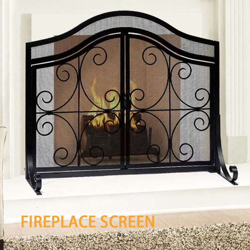 Fireplace Fence, Fireproof Fireplace Screen, For Fireplace Decoration And Protection, Black