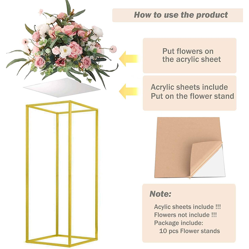 Wedding Flower Stand 23.6inch 10 pcs Column Vases Gold Centerpieces for Table Metal Flower Stand Gold Wedding Centerpieces for Tables Party Floral Stands for Flowers