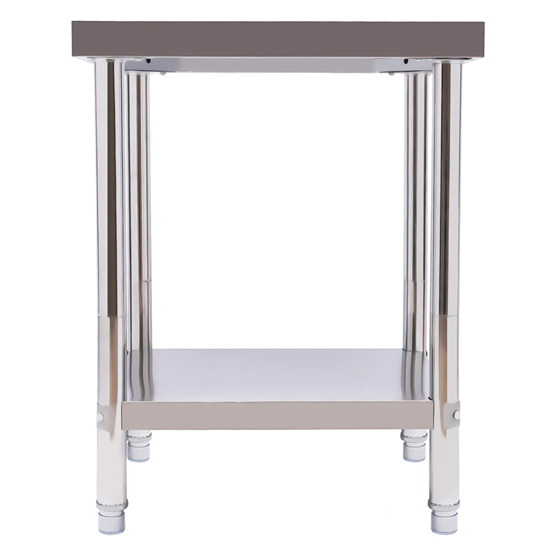24 x 18'' 2 Tier Stainless Steel Food Table for Prep & Work Commercial Heavy Duty Worktable Utility Table with Foot Covers for Restaurant Home