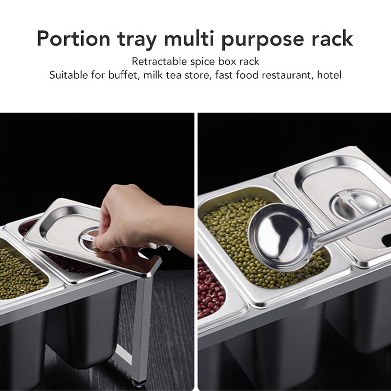 Spice Container Box Rack Double Layer Stainless Steel Retractable Seasoning Jam Holder For Kitchen Supplies | Space Saving