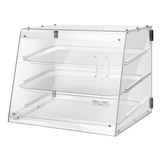 3 Tray Commercial Countertop Bakery Display Case With Rear Doors - 21" x 17 3/4" x 16 1/2"