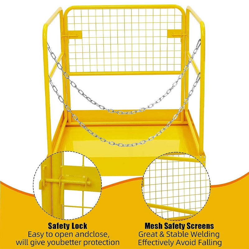 Forklift Safety Cage, Maintenance Platform Outdoor Foldable, Suitable For Warehouse Inventory, High-Altitude Operations, Etc