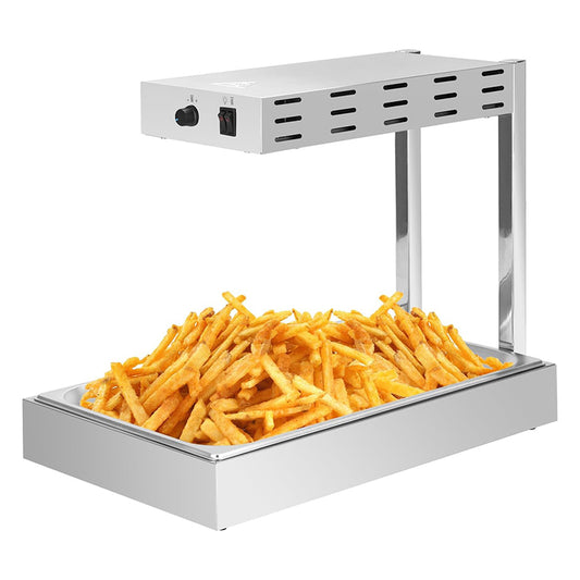 Stainless Steel French Fry Warmer Commercial Heat Light Food Warmer Thermostable Food Heating Lamp for Chips