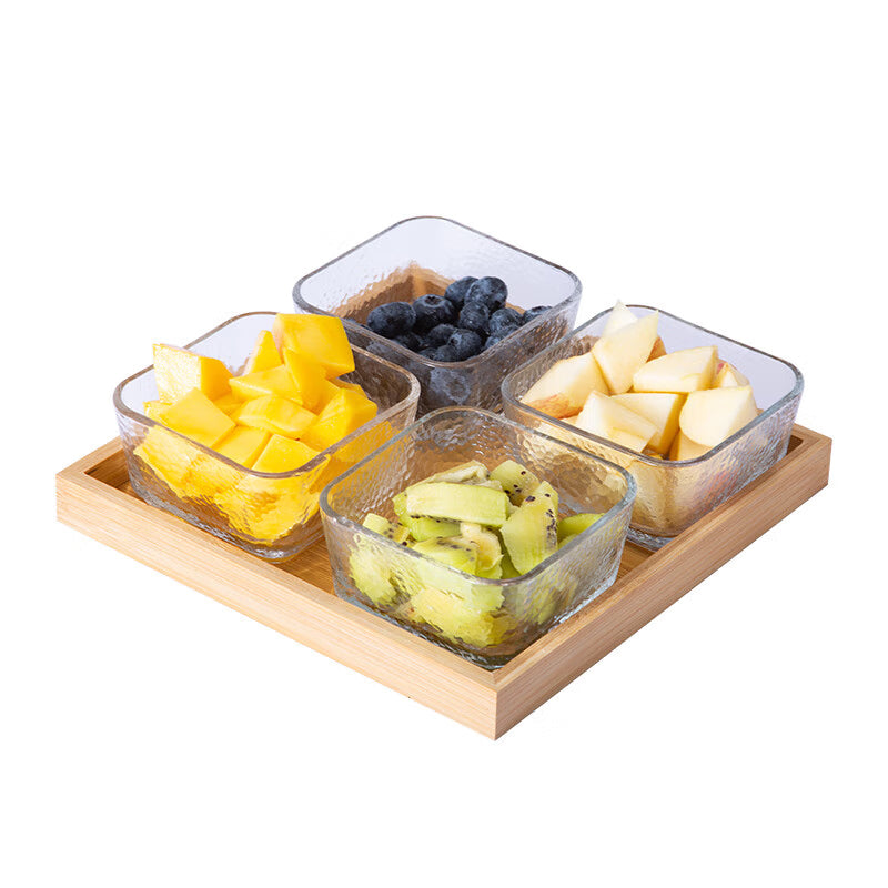 Fruit Plate Glass Creative Living Room Home Party Candy Snack Snack Plate Storage Snack Bowl 4 Gift Boxes