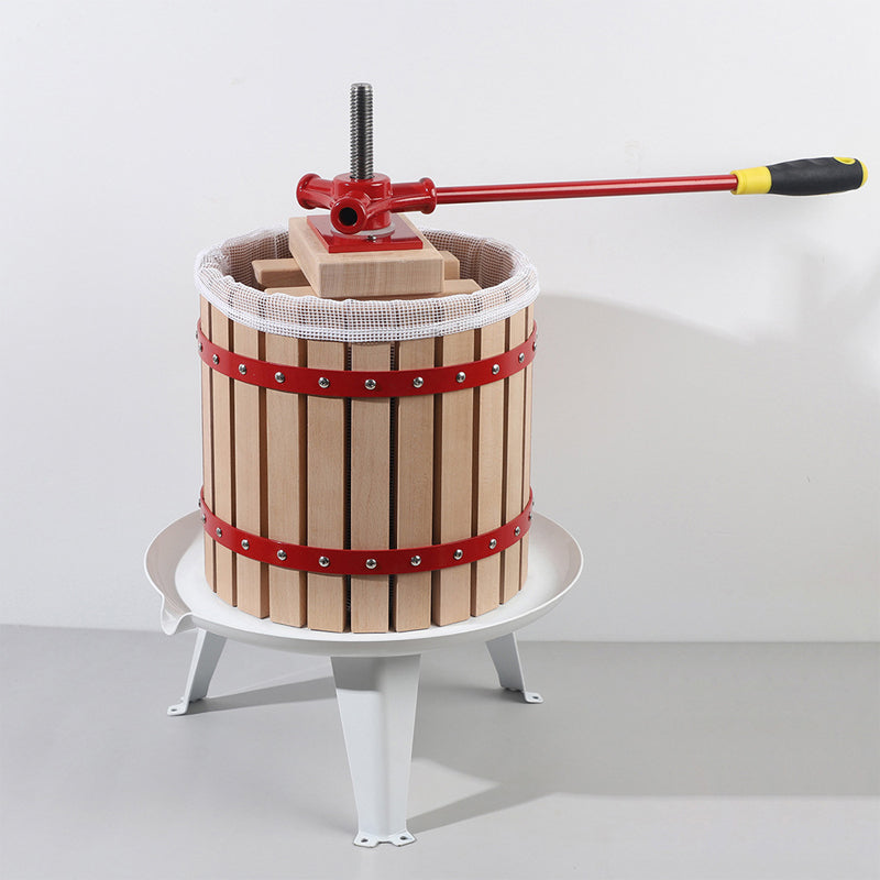 18 Liters 4.75 Gallon Household Small Fruit Wine Grape Press Manual Juice Crusher Solid Wood Basket Heavy Duty Cider Making Juicer
