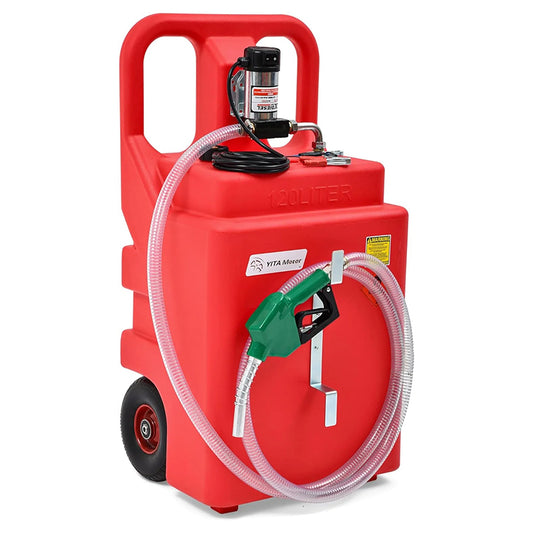32 Gallon Portable Fuel Caddy Fuel Tank with 12V Electric Transfer Pump Diesel Fuel Tank with Auto Fueling Nozzle
