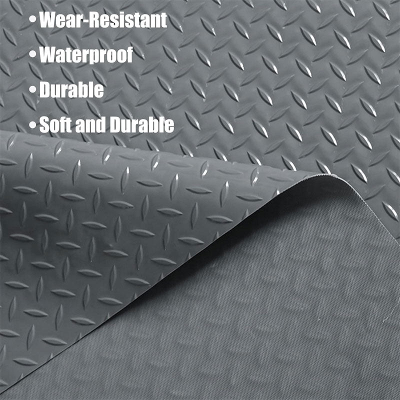 Anti-Slip Garage Floor Mats Diamond Plate Rubber Flooring Roll, Gray, Suitable For Cars, Trailers, Gyms