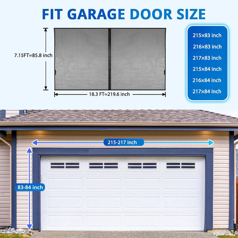 Garage Door Screen 18 x 7 ft for 2 Cars Magnetic Screen Garage with Retractable Fiberglass Mesh and Heavy Duty Weighted Bottom