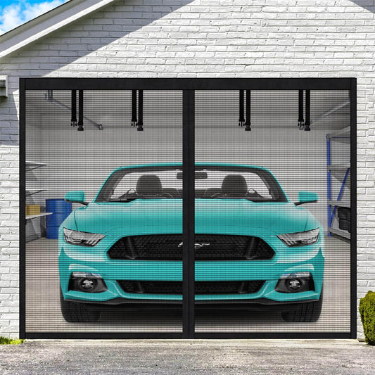 Garage Door Screen 8x7Ft Magnetic Mesh Screen for Patio Porch Window to Keep Bugs Out Black