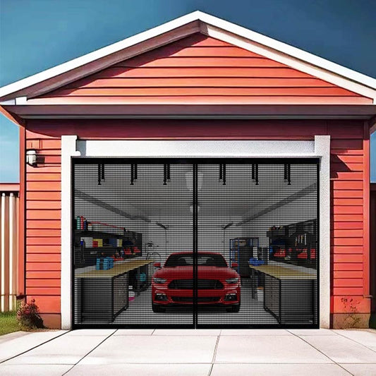 10x8ft Garage Door Screen  for 1 Car Garage with Hook & Loop Tapes, Strips, Doors Screen