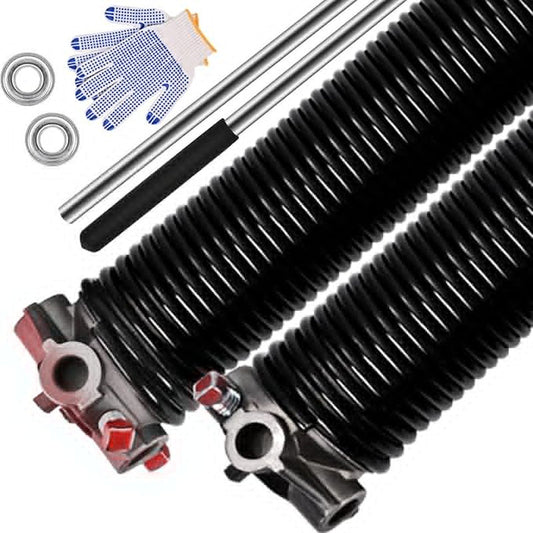 Garage Door Springs & Wires Pair of .250 x 2" x 28 inch with Non-Slip Winding Bars 2 Replacement Bearings Minimum of 10000 Cycles