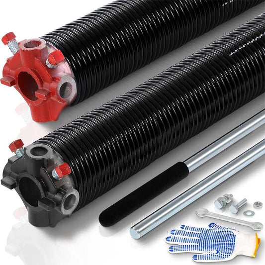 Garage Door Springs & Wires Pair of 0.218 x 2 x 26 inch with Non-Slip Winding Bars & Gloves 18,000 Cycles