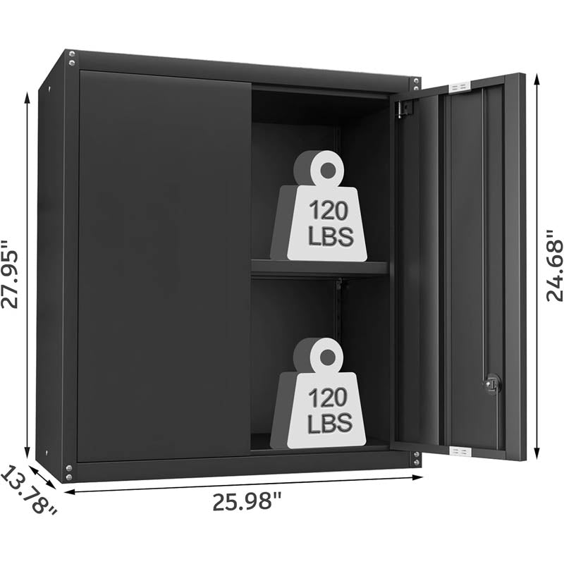 Garage Storage Cabinet with Locking djustable Shelves Wall Mount Steel Cabinet for Home, Office, Garage