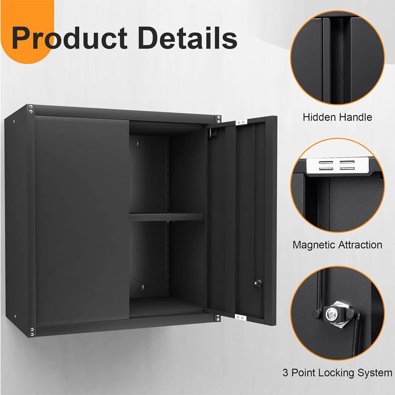 Garage Storage Cabinet with Locking djustable Shelves Wall Mount Steel Cabinet for Home, Office, Garage