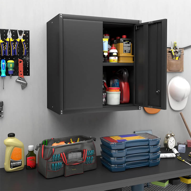 Garage Storage Cabinet with Locking djustable Shelves Wall Mount Steel Cabinet for Home, Office, Garage