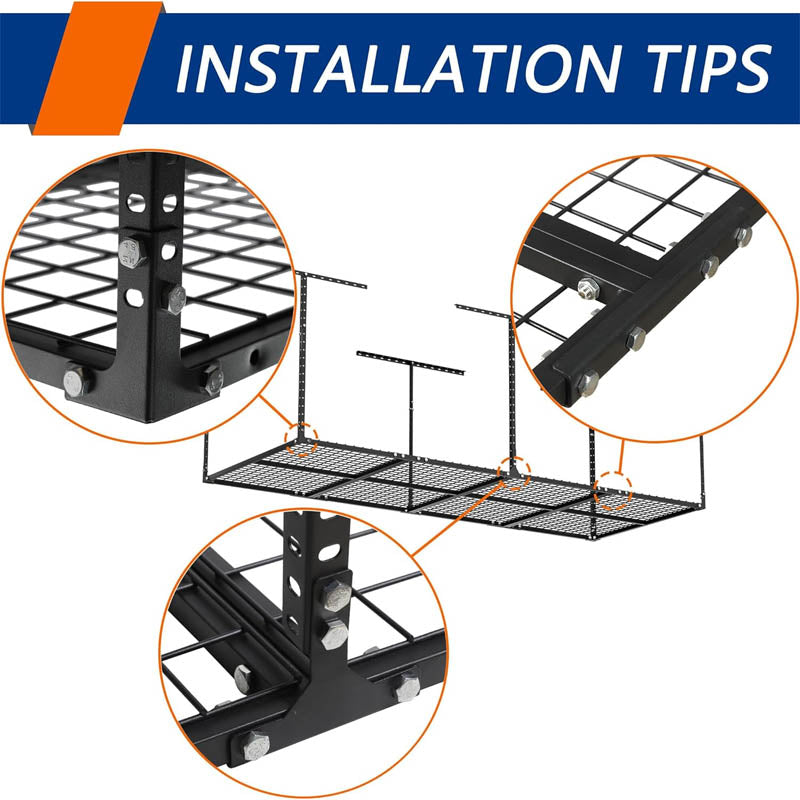 3x8 Garage Storage Rack Adjustable Garage Ceiling Storage Racks  for Garage Storage Organization 600 lbs Load Capacity