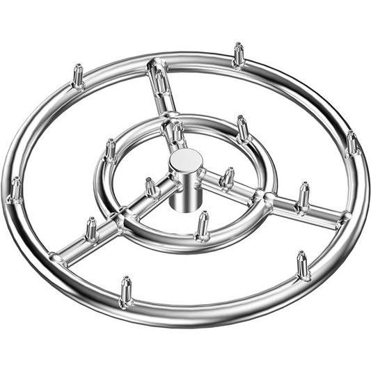 12" Round Stainless Steel Fire Pit Burner Ring, High Flame