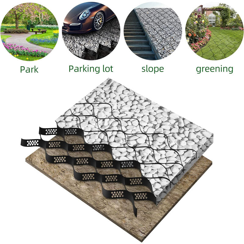 9.8x16.4ft 160 Sqft Gravel Ground Grid, 2 Inch Thick Expandable Foldable Geogrid Driveway Stabilizing Grid For Landscape Parking Lot Garden