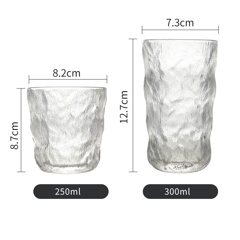 Glacier Pattern Glass Cup For Home Living Room, Drinking Cup, Hospitality Green Tea Cup Set, High-End Gray x6Glass Cup/ 250ml