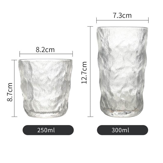 Glacier Pattern Glass Cup For Home Living Room, Drinking Cup, Hospitality Green Tea Cup Set, High-End Gray x6Glass Cup/ 250ml