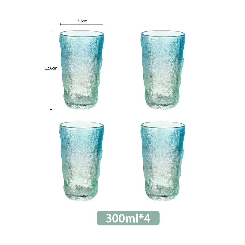 Glacier Pattern Glass Cup Water Cup Beverage Coffee Cup Household Gradient Color Water Cup