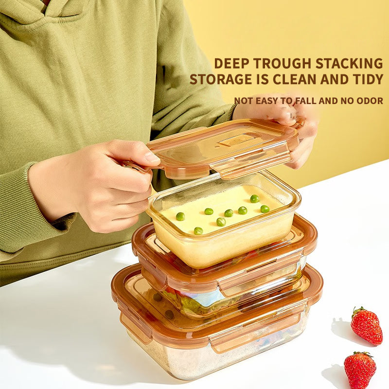Student Office Worker Glass Lunch Box With Lid Microwave Heating Soup Cup Lunch Box Bowl Sealed Crisper