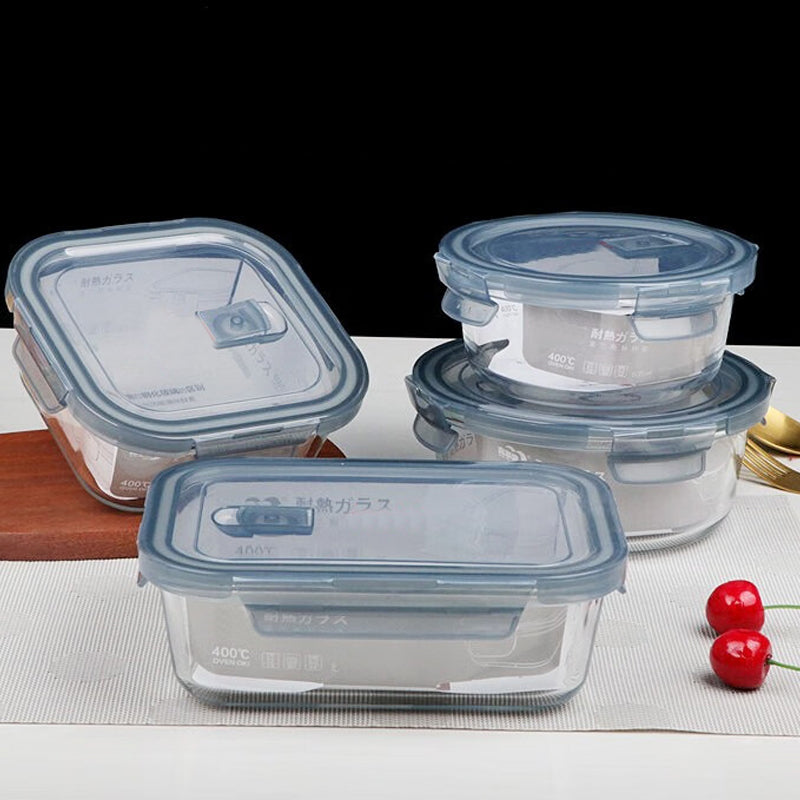 Heat-Resistant Glass Storage Box Gaopeng Tempered Glass Bowl Refrigerator Microwave Storage Bowl Lunch Box Square Lunch Box