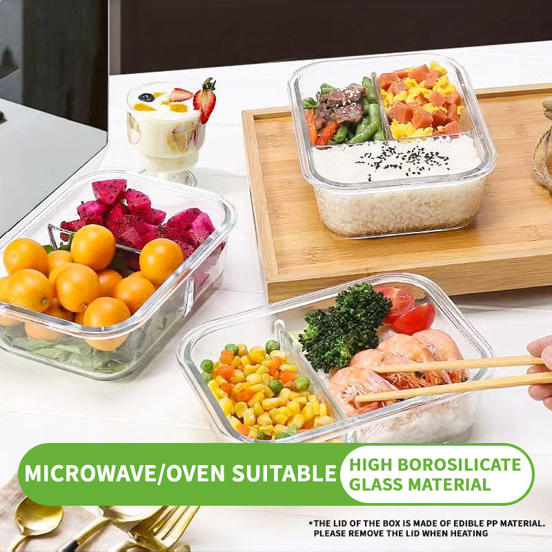 Heat-Resistant Glass Lunch Box Microwaveable, High Borosilicate Lunch Box For Students, Fresh Fruit Lunch Box With Lid And Sealed Lunch Box For Office Workers