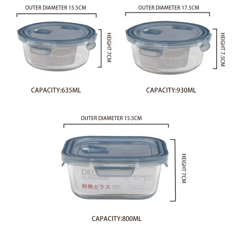 Heat-Resistant Glass Storage Box Gaopeng Tempered Glass Bowl Refrigerator Microwave Storage Bowl Lunch Box Square Lunch Box