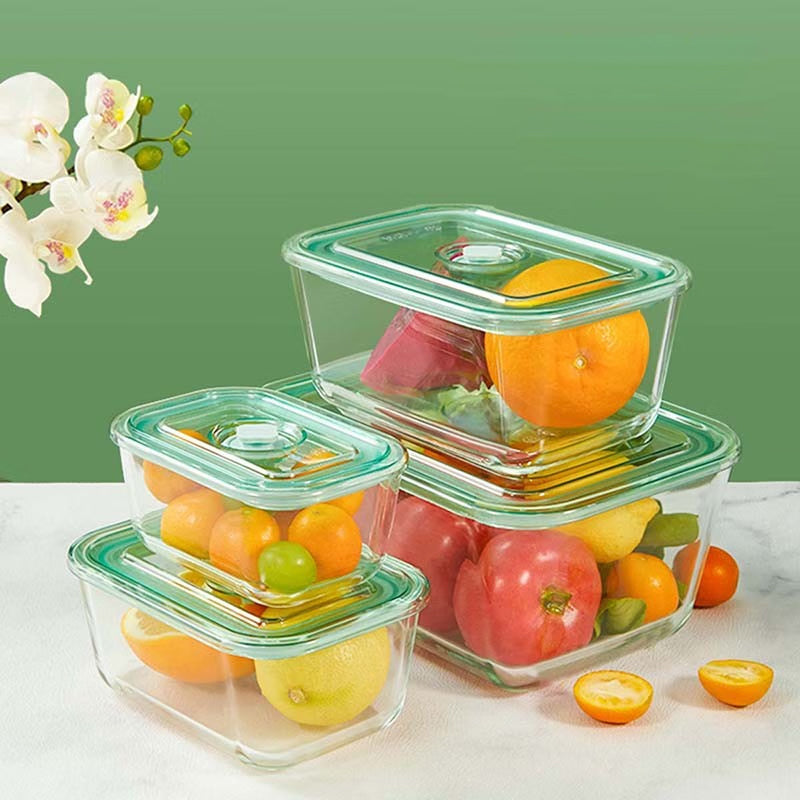 Fresh-Keeping Box Glass Lunch Box Microwave Heating Refrigerator Storage Box Pickles Kimchi Sealed Box With Lid