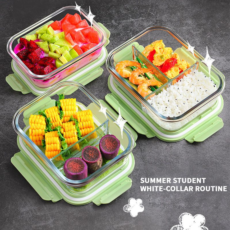 Heat-Resistant Glass Lunch Box Microwaveable, High Borosilicate Lunch Box For Students, Fresh Fruit Lunch Box With Lid And Sealed Lunch Box For Office Workers