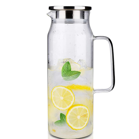 1500ml Water Pitcher Glass Pitcher with Lid and Handle Pitcher for Ice Tea and Homemade Juice Glass Carafe for Hot/Cold Water