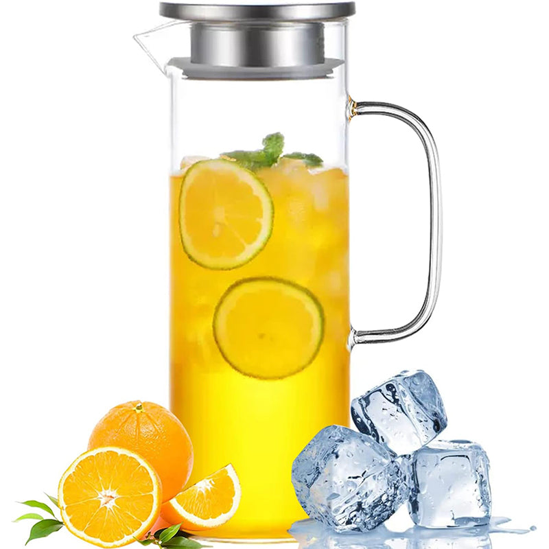 1000ml Glass Water Pitcher And Carafe Heat Resistant Glass Pitcher With Lid And Spout Beverage Pitchers