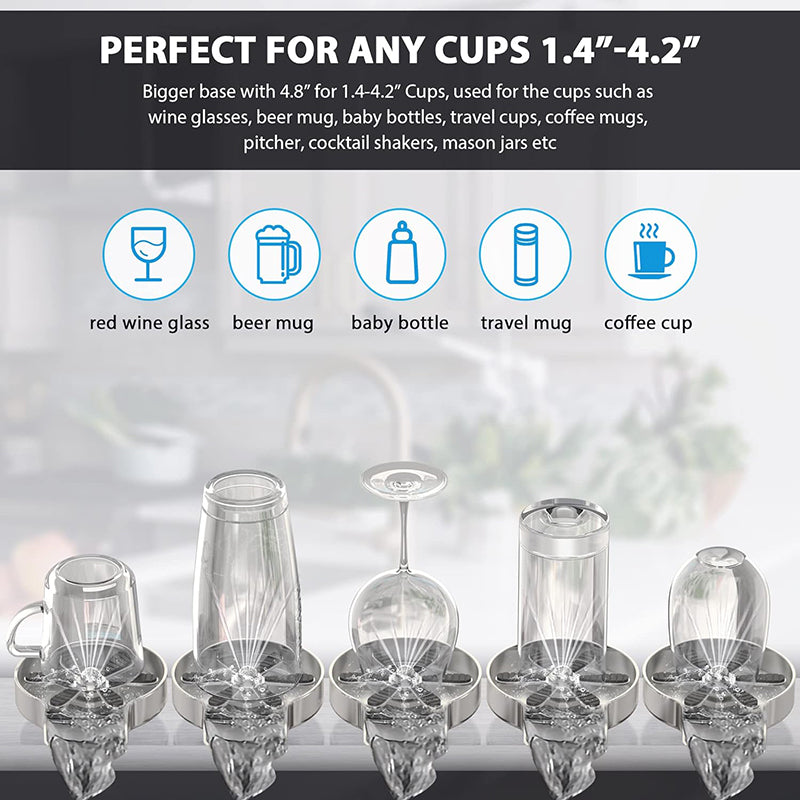 Glass Rinser Quick Bottle Washer Stainless Steel Glass Washer For Sink Cup Cleaner Automatic Faucet Glass Rinser for Home, Cafe or Bar