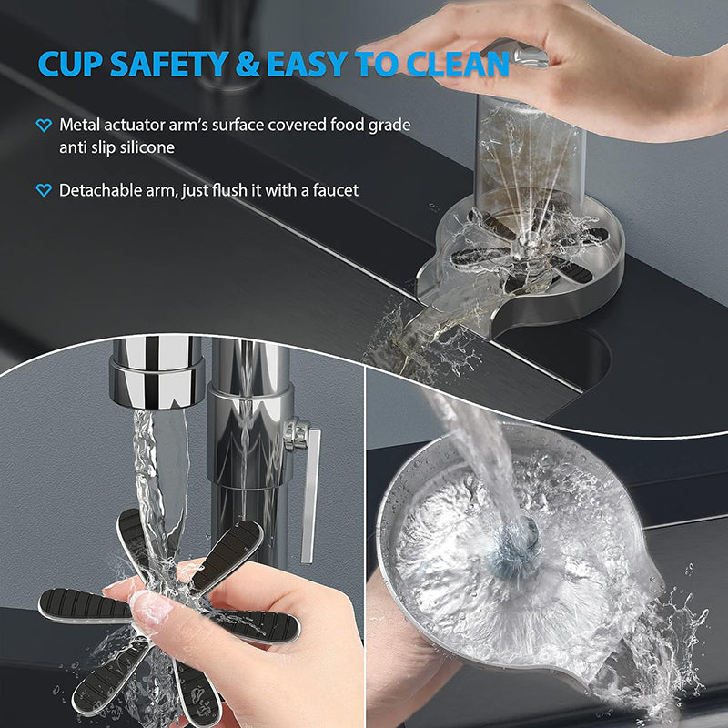 Glass Rinser Quick Bottle Washer Stainless Steel Glass Washer For Sink Cup Cleaner Automatic Faucet Glass Rinser for Home, Cafe or Bar