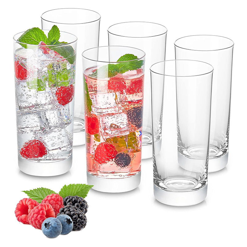 Heat-Resistant Drinking Glasses Set of 6 Double Fashioned Glass Tumblers 16oz Premium Borosilicate Clear Water Cups