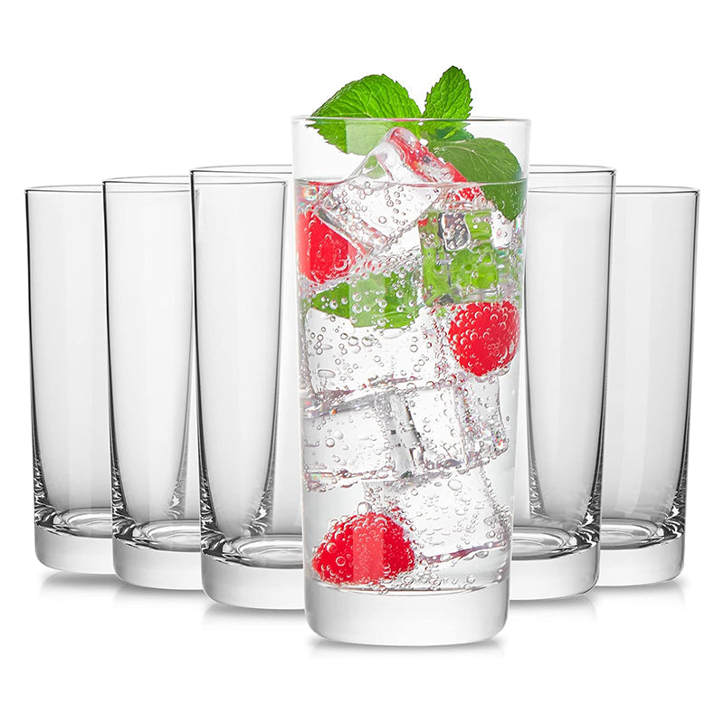 Heat-Resistant Drinking Glasses Set of 6 Double Fashioned Glass Tumblers 16oz Premium Borosilicate Clear Water Cups