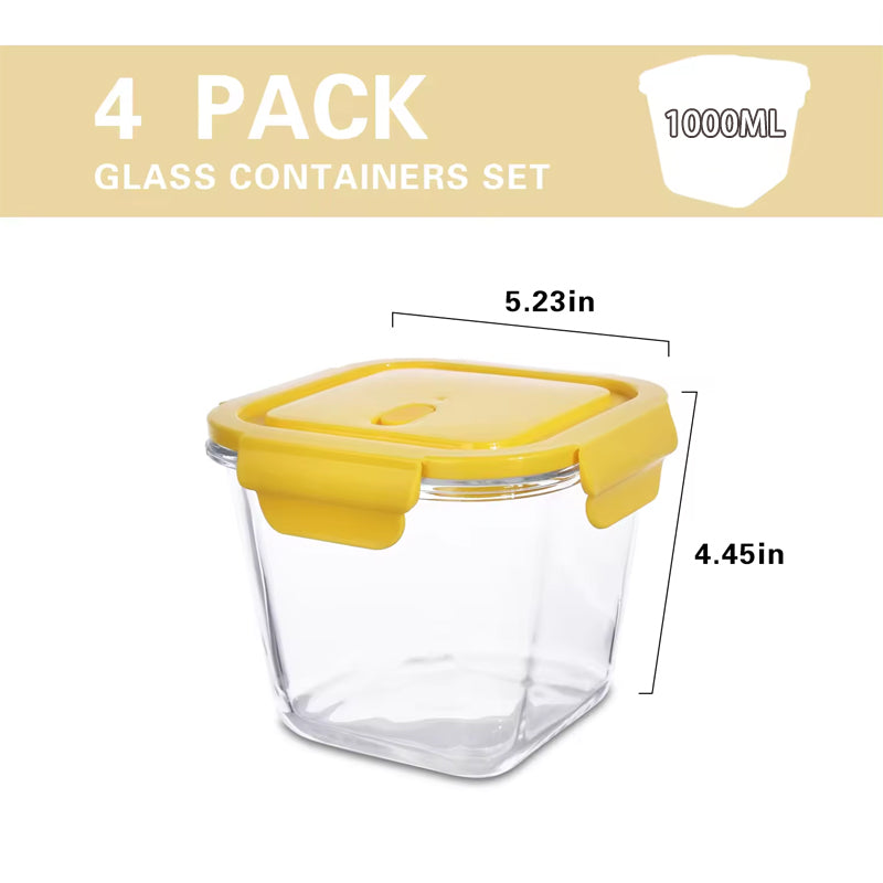 Baby Food Grade Lunch Box Square Storage Jars Glass Food Container Microwave And Oven Safe