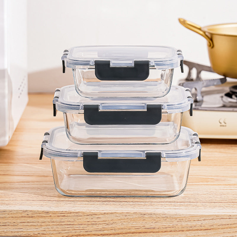 Square Glass Lunch Box Can Be Heated In The Microwave, General Office Lunch Box, High Boron Lunch Box